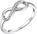 Lakhdatar and Sons Jewellers 925 Sterling Silver Infinity Ring with Sparkling Stones – Adjustable Open Band Silver Cubic Zirconia Ring