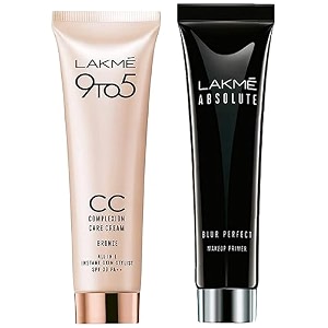 lakm absolute blur perfect makeup primer 30g and lakm 9 to 5 complexion care face cream bronze 30g