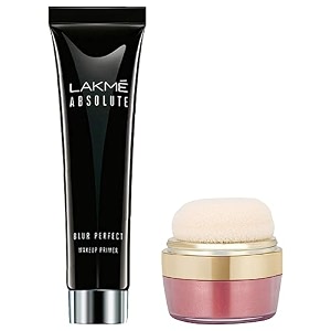 lakm absolute blur perfect makeup primer 30g and lakm face sheer highlighter desert rose 4g