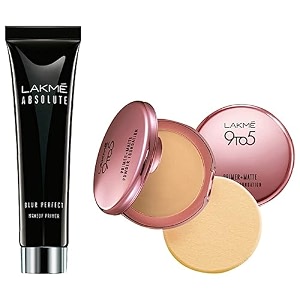 lakm absolute blur perfect makeup primer 30g and lakm 9 to 5 primer with matte powder foundation compact ivory cream 9g