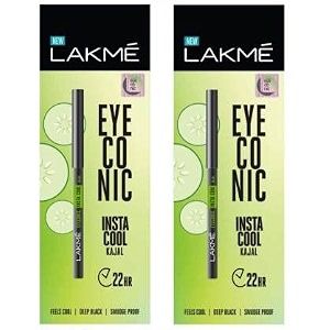 lakm eyeconic insta cool kajal matte finish pencil pack of 2 035g x 2 black 07g multi