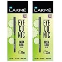 LAKMÉ Eyeconic Insta Cool Kajal, Matte Finish Pencil (Pack Of 2) (0.35G X 2) (Black, 0.7G), Multi