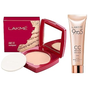 lakm face it compact pearl 9 g amp lakme 9 to 5 cc cream mini 01 - beige light face makeup with natural coverage spf 30 - tinted moisturizer to brighten skin conceal dark spots 9 g