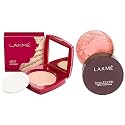 LAKMÉ Face It Compact, Pearl, 9 g &amp; Lakme Rose Loose Face Powder with Sunscreen, Warm Pink, Face Makeup for a Rosy Glow - Matte Finish for Oily Skin Control, 40 g