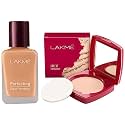 LAKMÉ Face It Compact, Pearl, 9 g &amp; Lakme Perfecting Liquid Foundation, Shell, Waterproof Full Coverage Long Lasting - Light Oil Free Face Makeup with Vitamin E, Dewy Finish Glow, 27 ml