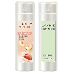 lakm moisturizer body lotion peach milk 200ml and lakm gentle and soft deep pore cleanser 120 ml