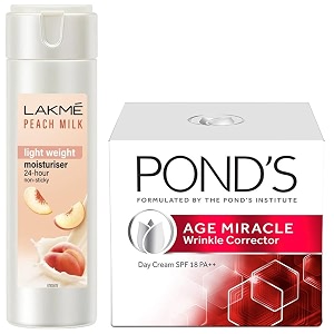 lakm moisturizer body lotion peach milk 200ml and pond39s age miracle wrinkle corrector day cream spf 18 pa 20g
