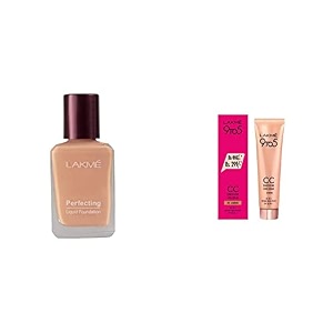 lakm perfecting liquid natural foundation marble 27ml amp lakm 9 to 5 complexion care cc cream light coverage for acne prone skin almond 30g