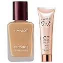 LAKMÉ Perfecting Liquid Light Coverage Foundation, Pearl, For All Skin 27Ml And © Complexion Care Face Cream, Bronze, 9G Matte Finish, 2 Count