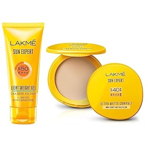 lakm sun expert ultra matte spf 40 pa compact 7g and sun expert spf 50 pa ultra matte gel for all skintype 50g