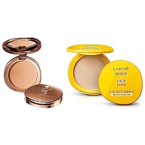 lakm sun expert ultra matte spf 40 pa pressed compact 7g and 9 to 5 flawless matte complexion pressed compact for all skin type melon 8g brown