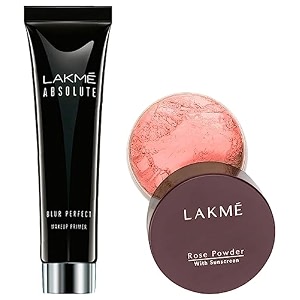 lakme absolute blur perfect makeup primer 30g and lakme rose face powder warm pink 40g