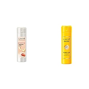 lakme moisturizer body lotion peach milk 200ml and lakme sun expert spf 24 pa fairness uv sunscreen lotion 60ml