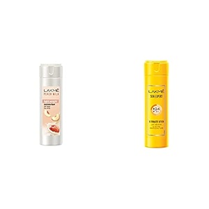 lakme moisturizer body lotion peach milk 200ml and lakme spf 24 pa  sun expert uv lotion 120ml