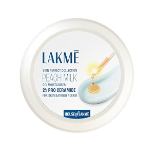 lakm peach milk gel moisturiser with 2 pro ceramide  24hr deep hydration for strong skin barrier repair amp glowing skin  lightweight for dry skin normaloily skin amp sensitive skin 100g