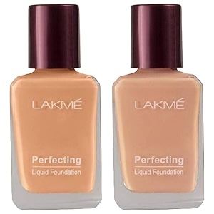 lakm  perfecting dewy liquid foundation light coverage for all skin type marble 27ml and lakme  perfecting liquid foundation for all skin type shell 27ml
