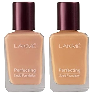 lakm  perfecting dewy liquid foundation light coverage for all skin type marble 27ml and lakme  perfecting liquid foundation for all skin type coral 27ml