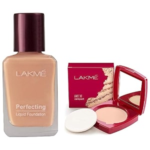 lakm perfecting matte liquid foundation for all skin typemarblewaterproof full coverage long lasting - light oil free face makeup with vitamin edewy finish glow27 ml amp face it compactpearl9 g