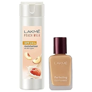 lakm perfecting dewy liquid foundation for all skin type pearl foundation for all skin type - 27ml light coverage moisturiser lotion - 120 milliliters