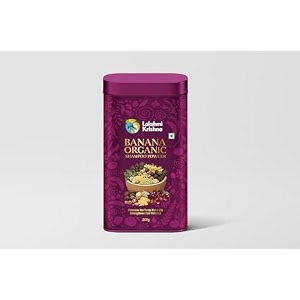 lakshmi krishna naturals banana organic shampoo powder  herbal chemical-free gentle cleanser for healthy strong hair 200gm