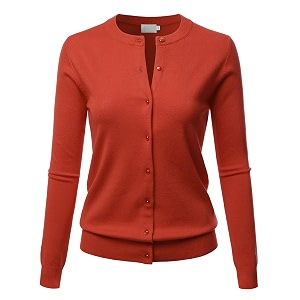 LALABEE Womens Crew Neck Gem Button Long