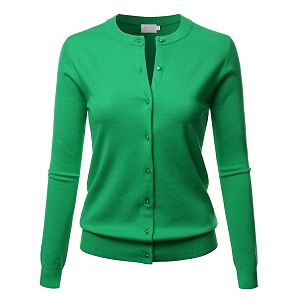 LALABEE Womens Crew Neck Gem Button Long