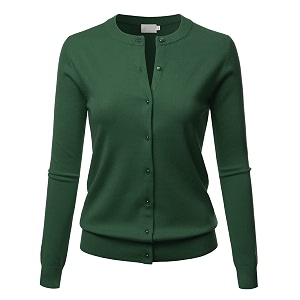 LALABEE Womens Crew Neck Gem Button Long