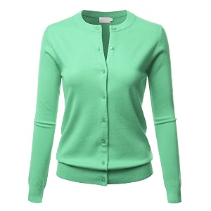 LALABEE Womens Crew Neck Gem Button Long