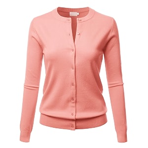 LALABEE Womens Crew Neck Gem Button Long