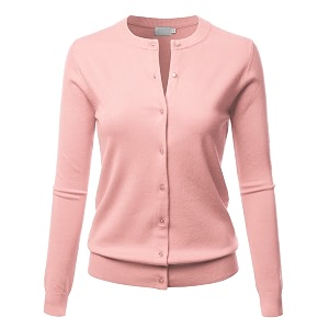 LALABEE Womens Crew Neck Gem Button Long
