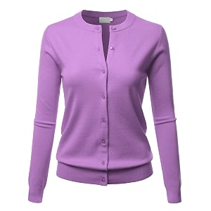 LALABEE Womens Crew Neck Gem Button Long