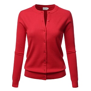 LALABEE Womens Crew Neck Gem Button Long