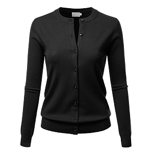 LALABEE Womens Crew Neck Gem Button Long