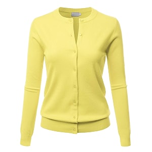 LALABEE Womens Crew Neck Gem Button Long