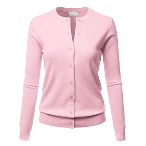 LALABEE Womens Crew Neck Gem Button Long