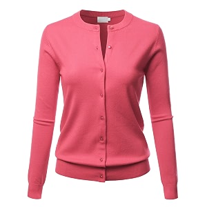 LALABEE Womens Crew Neck Gem Button Long