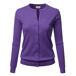 LALABEE Womens Crew Neck Gem Button Long