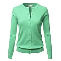 LALABEE Women39s Crew Neck Gem Button Long