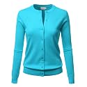 LALABEE Women39s Crew Neck Gem Button Long