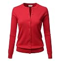 LALABEE Women39s Crew Neck Gem Button Long