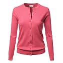 LALABEE Women39s Crew Neck Gem Button Long