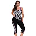 LALAGEN Womens 2023 Plus Size Tankini Swimsuit Rash Guard Capris Athletic Two Piece Swimwear Bathing Suit S-5X
