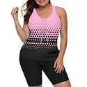 LALAGEN Womens 2026 Plus Size Tankini Swimsuits Rash Guard Capris Athletic Two Piece Swimwear Bathing Suits for Women S-5X