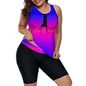 LALAGEN Womens 2026 Plus Size Tankini Swimsuits Rash Guard Capris Athletic Two Piece Swimwear Bathing Suits for Women S-5X