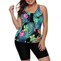 LALAGEN Womens 2026 Plus Size Tankini Swimsuits Rash Guard Capris Athletic Two Piece Swimwear Bathing Suits for Women S-5X