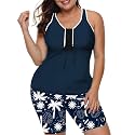 LALAGEN Womens 2026 Plus Size Tankini Swimsuits Rash Guard Capris Athletic Two Piece Swimwear Bathing Suits for Women S-5X