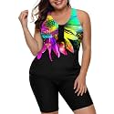 LALAGEN Womens 2026 Plus Size Tankini Swimsuits Rash Guard Capris Athletic Two Piece Swimwear Bathing Suits for Women S-5X