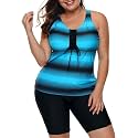 LALAGEN Womens 2026 Plus Size Tankini Swimsuits Rash Guard Capris Athletic Two Piece Swimwear Bathing Suits for Women S-5X