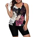 LALAGEN Womens 2026 Plus Size Tankini Swimsuits Rash Guard Capris Athletic Two Piece Swimwear Bathing Suits for Women S-5X