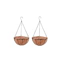 LaLaGreen Coco Hanging Baskets (16 in, 2 Pack) Black Metal Wire Flower Pots